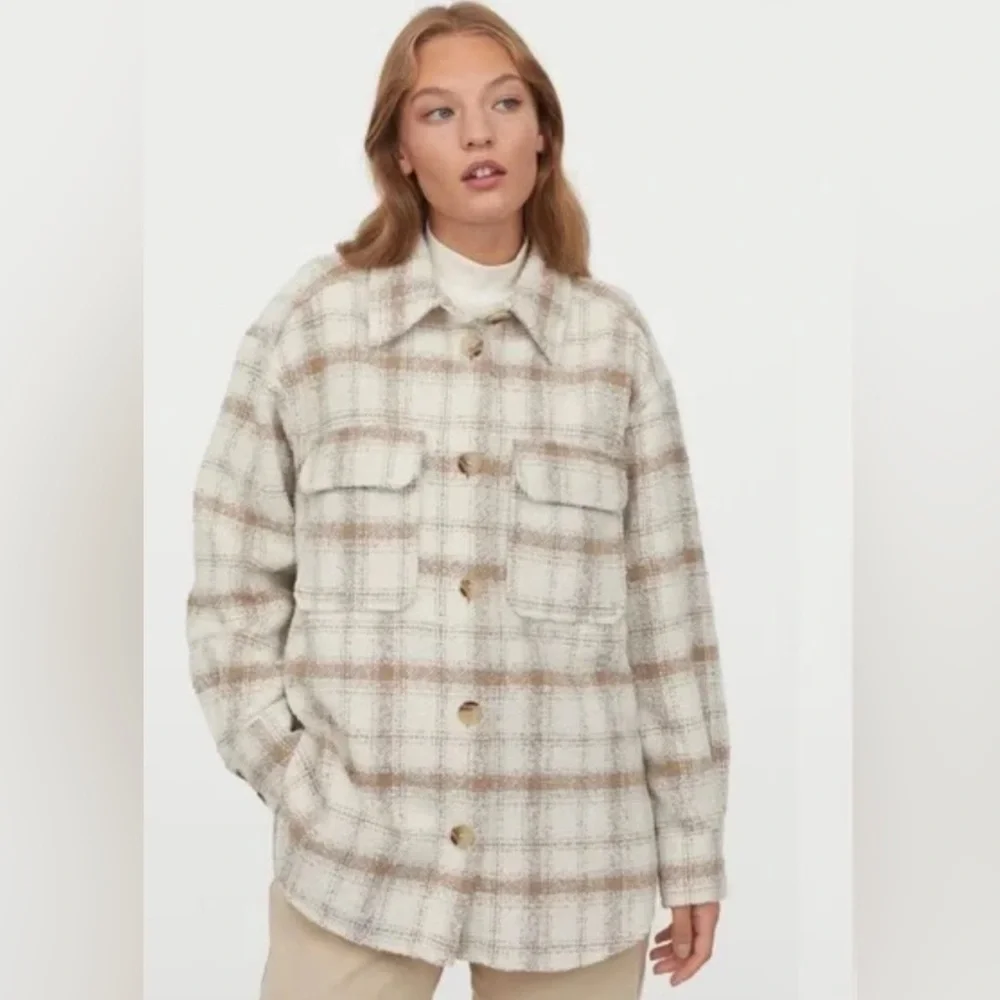 H & M Neutral Plaid Shacket - Picture 2 of 6